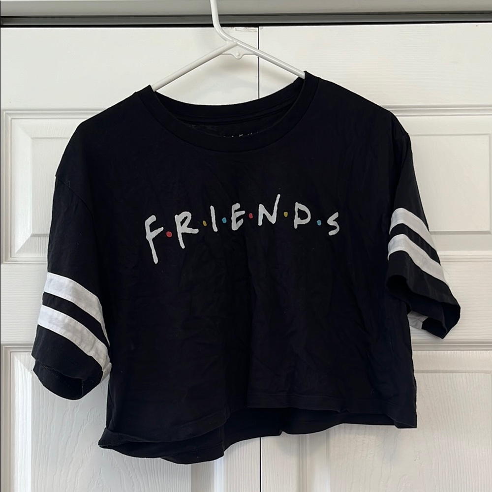 Black FRIENDS Cropped T-Shirt